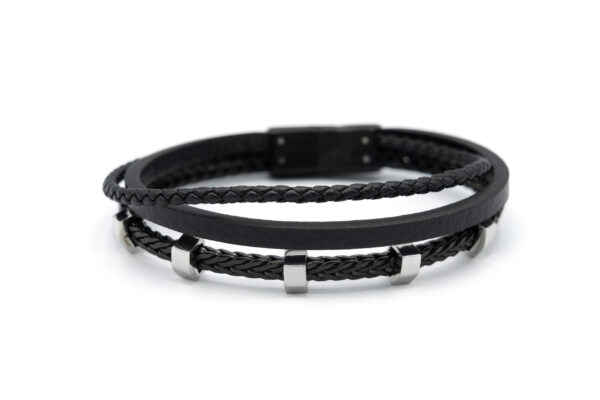 BRACCIALE UOMO 3 FILI ACCIAIO E CUOIO